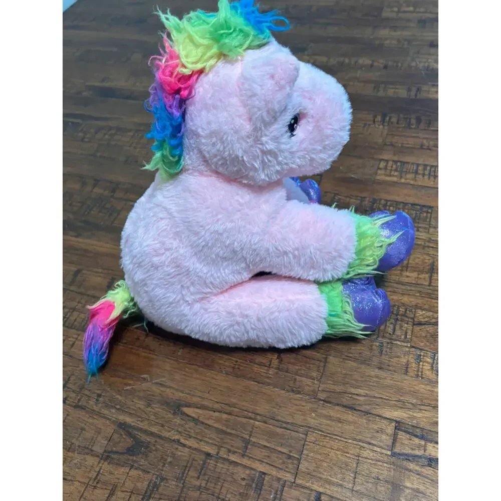 VTG The Bear Factory Pink Rainbow Unicorn Plush 12” Retired Stuffed Animal 2001